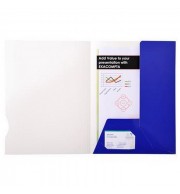 CHEMISES 240X320mm CHROMOLUX BLEUES  A 2 RABATS - PAQUET DE 20