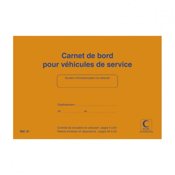 Carnet de bord pour véhicules de service ELVE orange