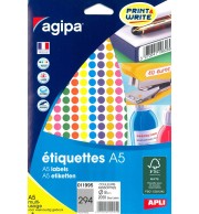 ETIQUETTES AUTOCOLLANTES DIAM 8mm COLORIS ASSORTIS - PAQUET DE 2058