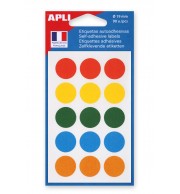ETIQUETTES AUTOCOLLANTES DIAM 19mm COLORIS ASSORTIS - SACHET DE 90