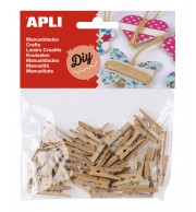 MINI PINCES A LINGE  BOIS 25X3MM - SACHET DE 45