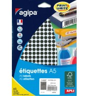ETIQUETTES AUTOCOLLANTES DIAM 8mm NOIRES - PAQUET DE 2940