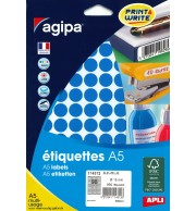 ETIQUETTES AUTOCOLLANTES DIAM 15mm BLEUES - PAQUET DE 960