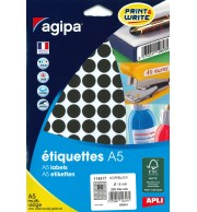 ETIQUETTES AUTOCOLLANTES DIAM 15mm NOIRES - PAQUET DE 960