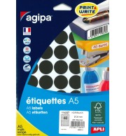 ETIQUETTES AUTOCOLLANTES DIAM 24mm NOIRES - PAQUET DE 400