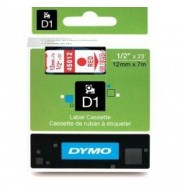 RUBAN TITREUSE DYMO 12mm ROUGE/TRANSPARENT/253295