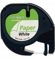 RUBAN TITREUSE LETRATAG 12mm NOIR/PAPIER BLANC