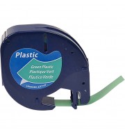 RUBAN TITREUSE LETRATAG 12mm NOIR/PLASTIQUE VERT