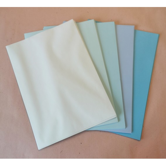 BOITE 100 FEUILLES PAPIER 80G AZUR (5 nuances de bleu)  210x297mm A4