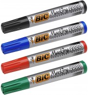 MARQUEURS PERMANENTS BIC 2000 POINTE OGIVE - POCHETTE DE 4 ASSORTIS
