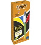 STYLO BILLE  BIC 4 COULEURS (3 MOYENNES+1 LARGE FLUO)