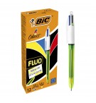 STYLO BILLE  BIC 4 COULEURS (3 MOYENNES+1 LARGE FLUO)