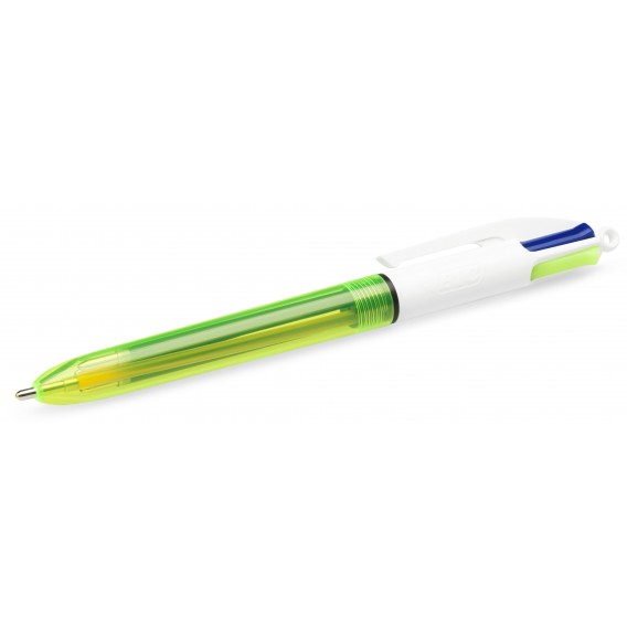 STYLO BILLE  BIC 4 COULEURS (3 MOYENNES+1 LARGE FLUO)