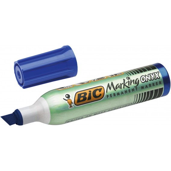 MARQUEUR PERMANENT BIC ONYX 1591 BLEU - POINTE BISEAU