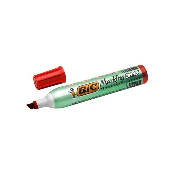 MARQUEUR PERMANENT BIC ONYX 1591 ROUGE - POINTE BISEAU