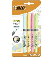 SURLIGNEURS GRIP BIC COULEURS PASTELS POCHETTE DE 4