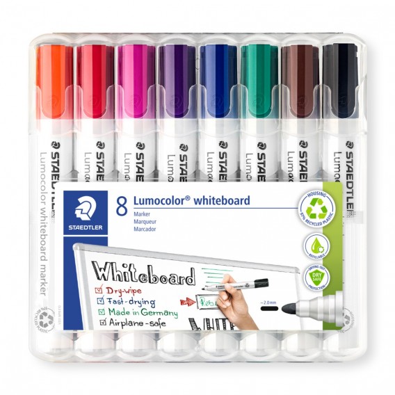 MARQUEUR EFFACABLE A SEC STAEDTLER 351 POINTE OGIVE - 8 ASSORTIS