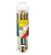 ETUI DE 12 CRAYONS GRAPHITES HB + 1 GOMME + 1 TAILLE CRAYON