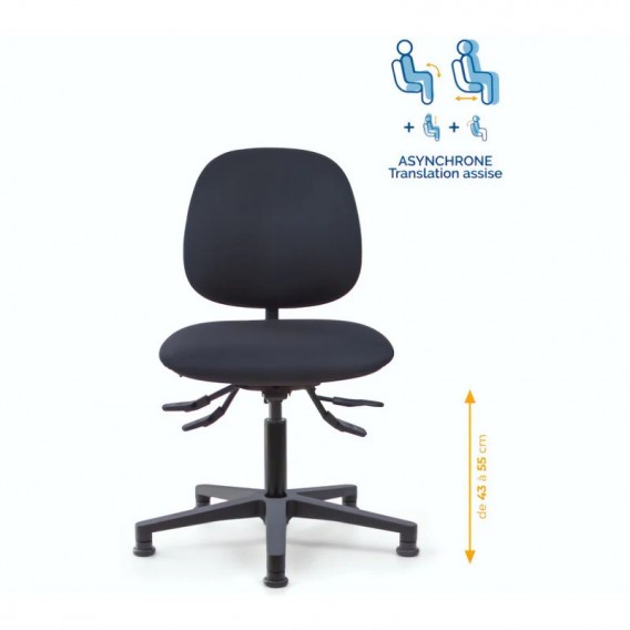 SIEGE ATELIER ASSISE ET DOSSIER TISSU NOIR