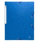 Chemise à élastiques sans rabat - carte lustrée gaufrée Scotten 600g/m2- A4 Bleu