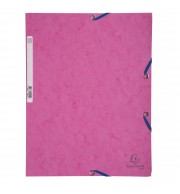 Chemise 3 rabats à élastiques carte lustrée 400g/m2 - A4 Rose