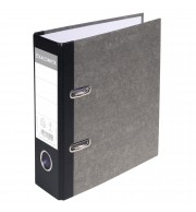 Classeur à levier papier marbre gris dos de 70mm - A5 vertical. Gris-dos noir