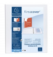 Classeur PP personnalisable Kreacover - 4 anneaux en D 30mm - A4 maxi Blanc