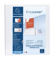 Classeur PP personnalisable Kreacover - 4 anneaux en D 40mm - A4 maxi Blanc