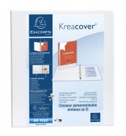 Classeur PP personnalisable Kreacover - 4 anneaux en D 50mm - A4 maxi Blanc