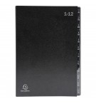 Trieur rigide Economique Ordonator 12 compartiments numériques - 24x34cm Noir