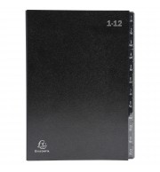 Trieur rigide Economique Ordonator 12 compartiments numériques - 24x34cm Noir