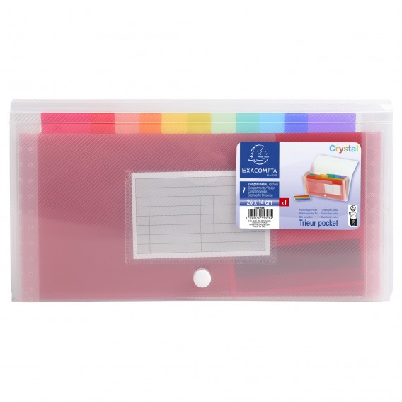 Trieur midi 7 compartiments en polypropylène Crystal - 14x26cm Cristal