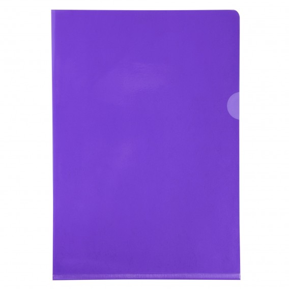 Etui carton de 100 pochettes coin PVC lisse haute résistance 13/100e - A4 Violet