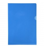 Etui carton de 100 pochettes coin PVC lisse haute résistance 13/100e - A4 Bleu