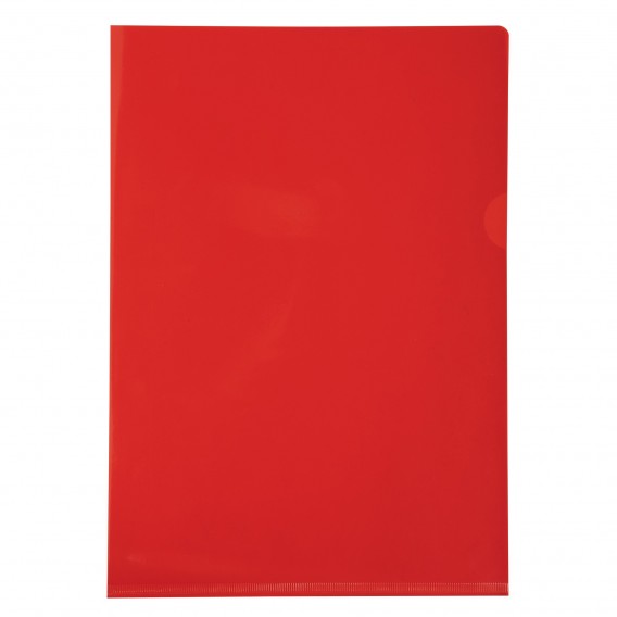 Etui carton de 100 pochettes coin PVC lisse haute résistance 13/100e - A4 Rouge