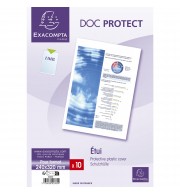 Sachet de 10 étuis de protection simples PVC lisse 20/100e - A4 maxi Cristal