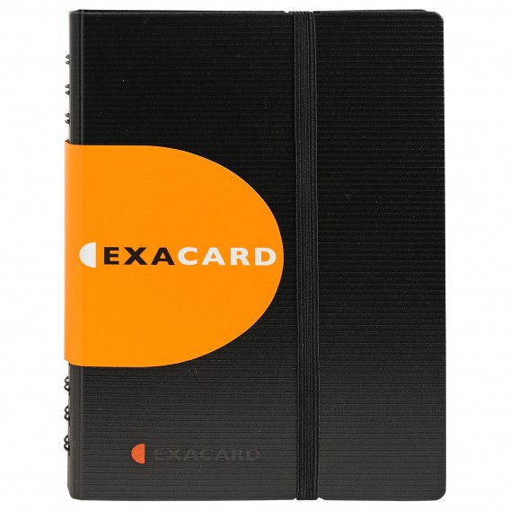 Porte cartes de visite à pochettes détachables Exacard 120 cartes Exactive® - 20x14,5cm Noir