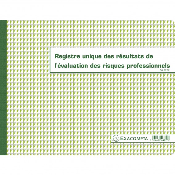 Piqûre 24x32cm - Registre unique des résultats de l'évaluation des risques professionnels - 60 pages