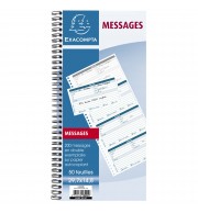 Carnet spiralé 29,7x14,8cm - Messages téléphones (4 à la page) - 50 feuilles dupli autocopiantes