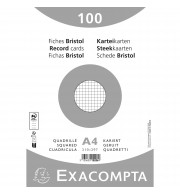 Paquet 100 fiches sous film - bristol quadrillé 5x5 non perforé 210x297mm Blanc