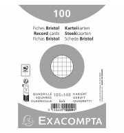 Paquet 100 fiches sous film - bristol quadrillé 5x5 non perforé 105x148mm Blanc