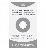 Étui de 100 fiches - bristol quadrillé 5x5 non perforé 75x125mm Blanc