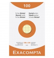 Étui de 100 fiches - bristol quadrillé 5x5 non perforé 100x150mm Couleurs assorties