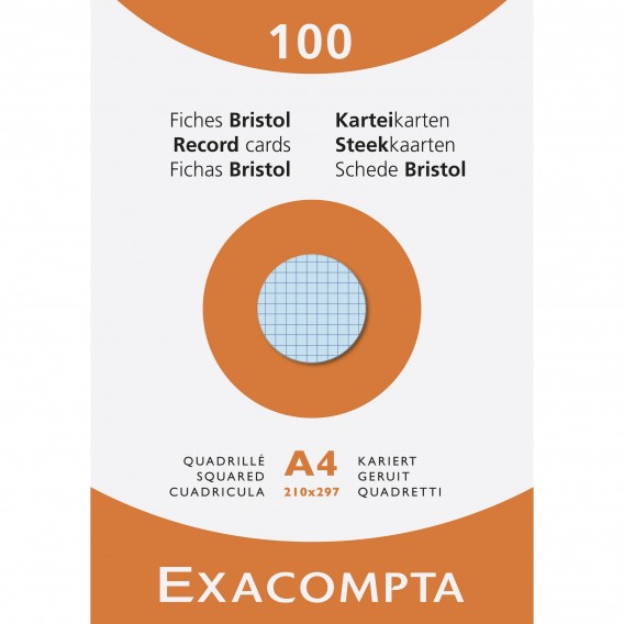 FICHES BRISTOL 210X297 COUL ASSORTIES 5X5 / PQT 100