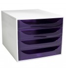 Module de classement Ecobox Linicolor 4 tiroirs Violet