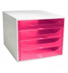 Module de classement Ecobox Linicolor 4 tiroirs Framboise