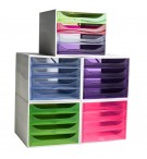 Module de classement Ecobox Linicolor 4 tiroirs Framboise