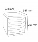 Module de classement Big Box 4 tiroirs Metallic Argent