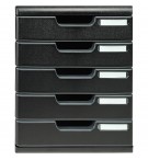 Module de classement Modulo Ecoblack 5 tiroirs fermés Noir