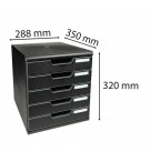 Module de classement Modulo Ecoblack 5 tiroirs fermés Noir